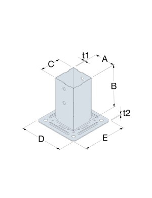 Pied de poteau carré acier galvanisé - SIMPSON PPJBT